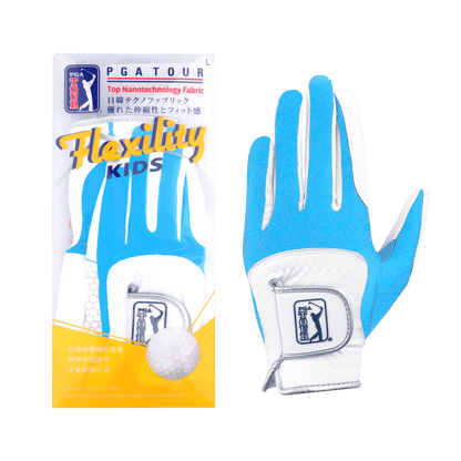 PGA children's golf elastic cloth non-slip gloves (white and light blue)