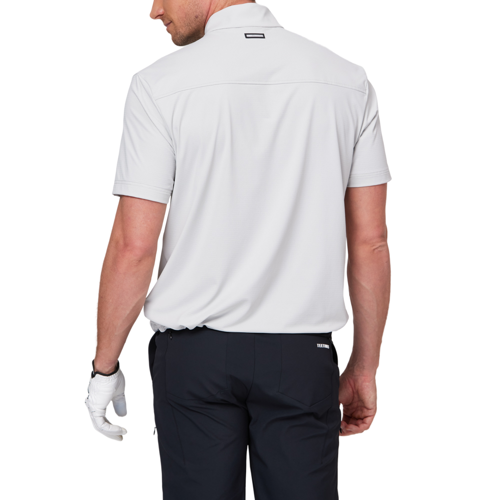 Stand-up collar, half-open short sleeves