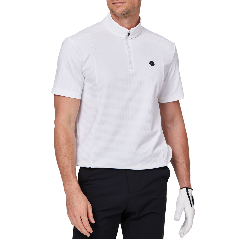 Stand-up collar, half-open short sleeves