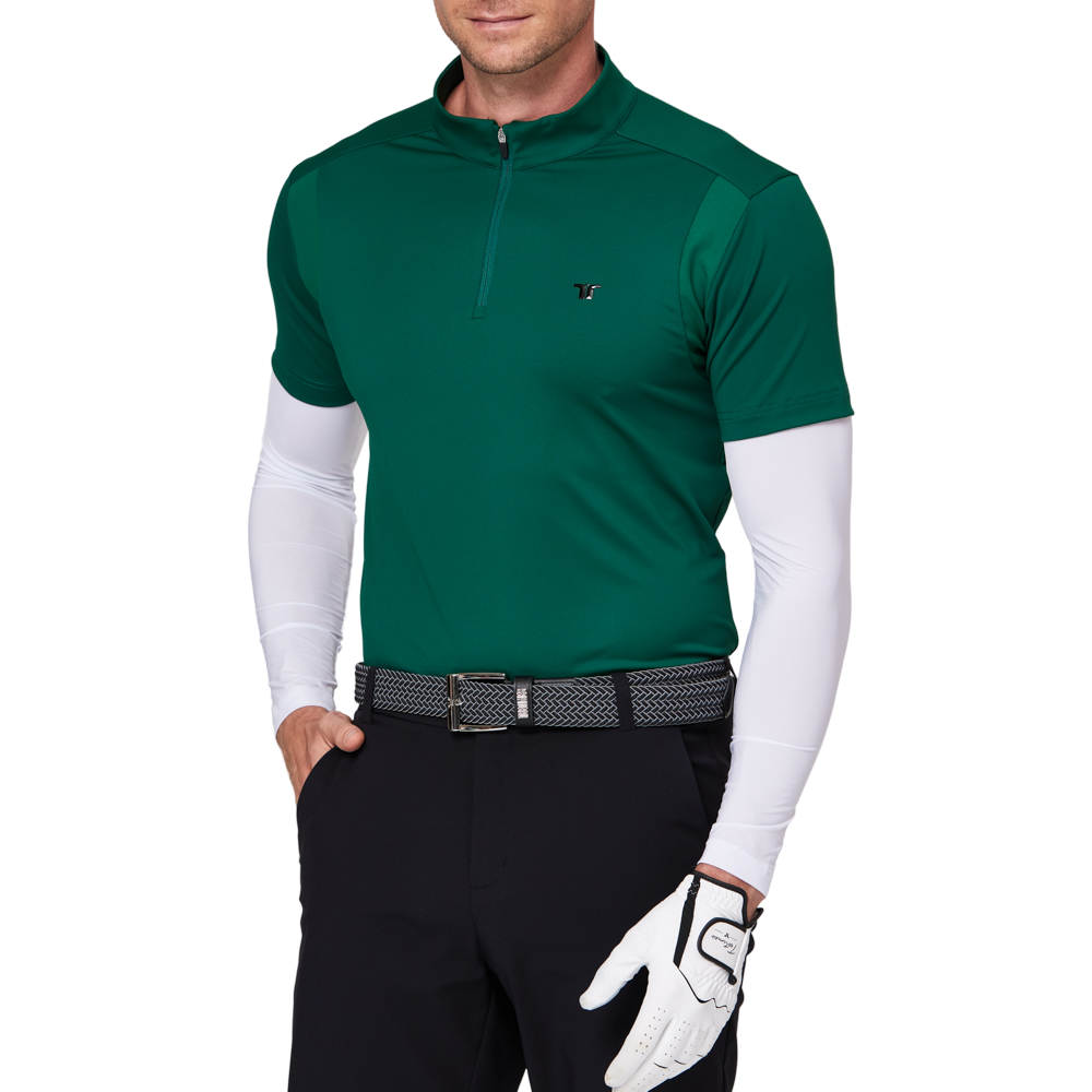 スタンドカラー半袖セーター