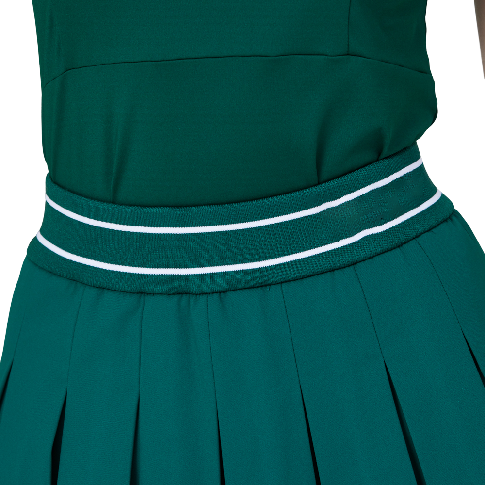 Women's short-sleeved top with zip-up collar (dark green)