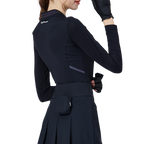 涼しいスタンドカラーのアイスシルク日焼け防止ラグランスリーブレディーストップス（ブラック）