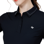 レディース ブラック アイスシルク サンプロテクション ラグランスリーブ トップス ビーズカラー付き