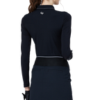 レディース ブラック アイスシルク サンプロテクション ラグランスリーブ トップス ビーズカラー付き