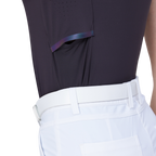 涼しく、通気性に優れた、ターンダウンカラーのレディース半袖トップス（ダークブラウン/グレー）