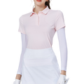 Women's short-sleeved top with beaded collar and silky raglan sleeves (pink)
