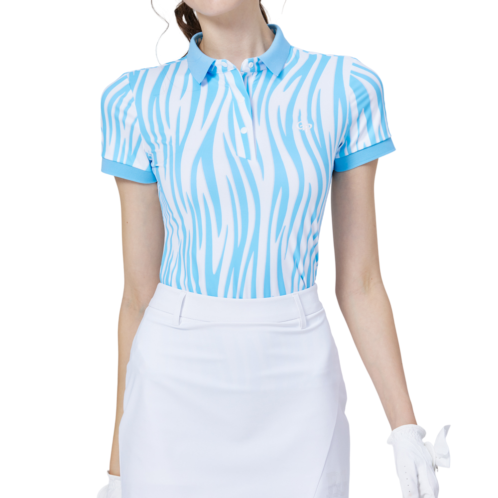 彩條翻領女短袖上衣(彩蘭)