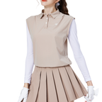 Loose-fitting, layered, cool-feeling sleeveless top (khaki)