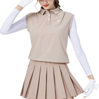 Loose-fitting, layered, cool-feeling sleeveless top (khaki)