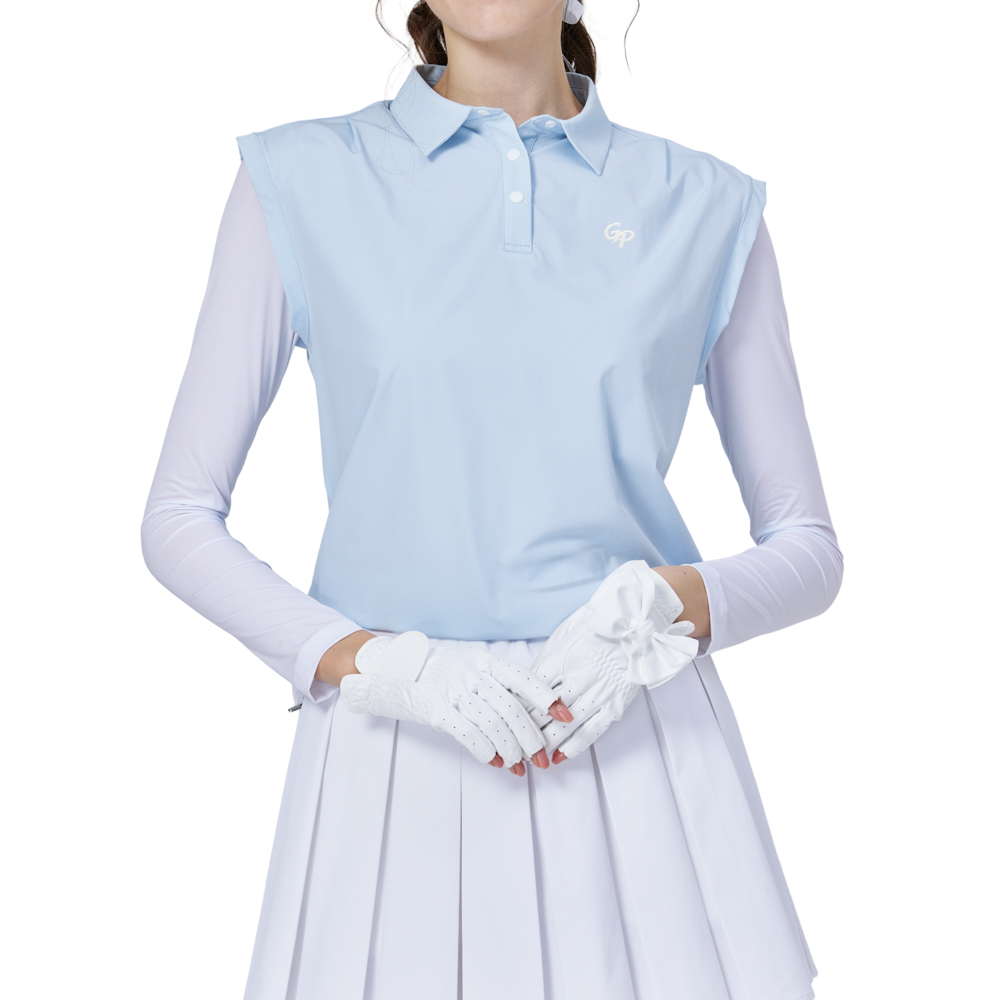 Loose-fitting, layered, cool-feeling sleeveless top for women (light blue)