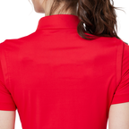 Long, loose-fitting, pleated women's short-sleeved top (red)