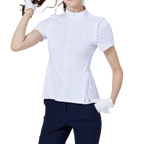 小百褶長版寬鬆女短袖上衣(白)