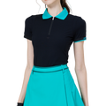 Women's short-sleeved top with contrasting collar (black)