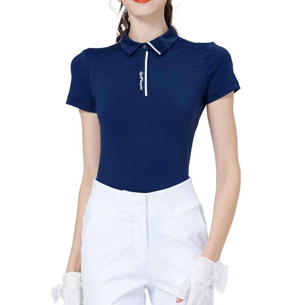High-elasticity, soft collared short-sleeved top for women (royal blue)