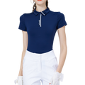 High-elasticity, soft collared short-sleeved top for women (royal blue)
