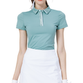 High-elasticity, soft, collared short-sleeved top for women (light green)