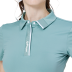 High-elasticity, soft, collared short-sleeved top for women (light green)