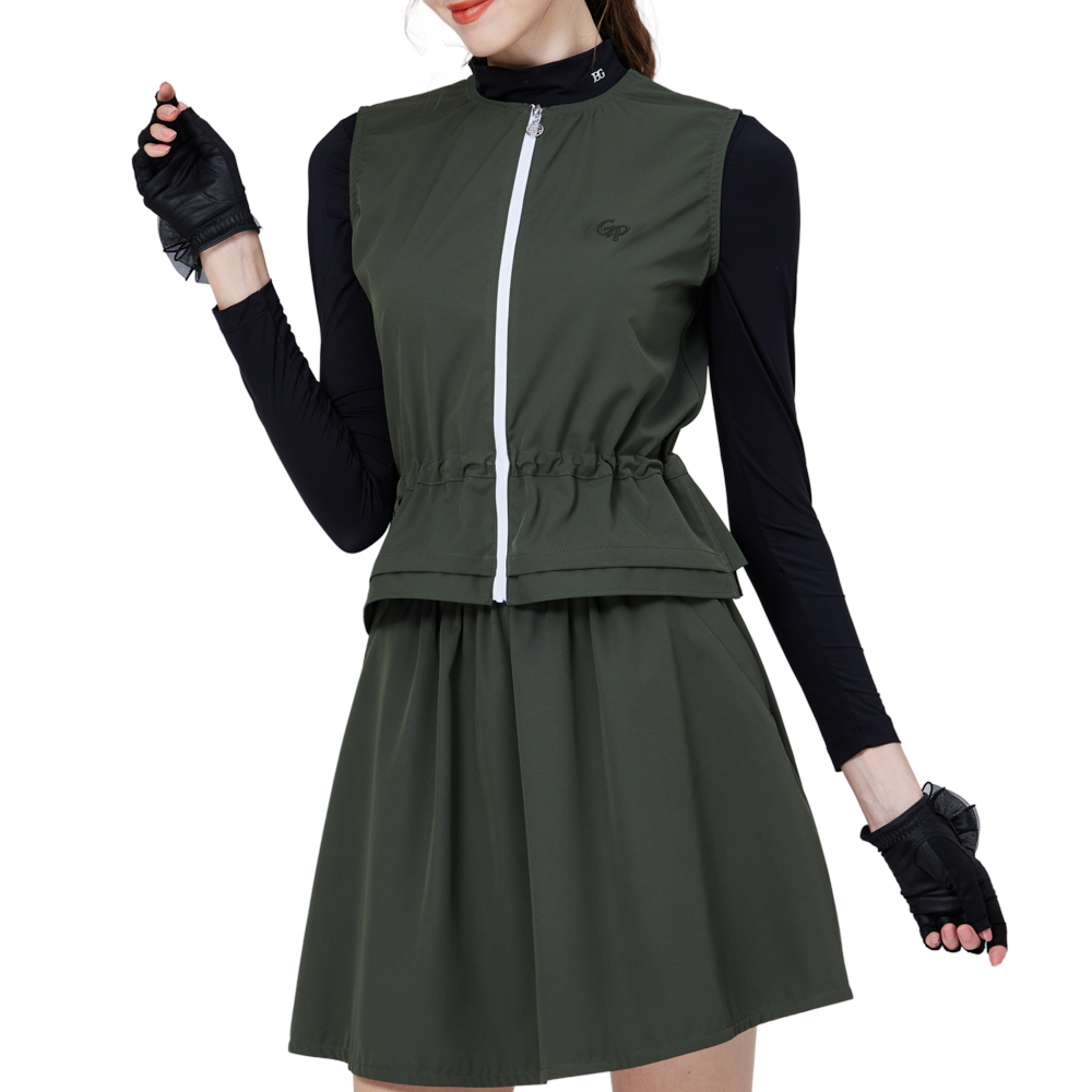 Two-piece women's sports skirt suit (military green)