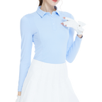 同色拼接長袖上衣(粉藍)