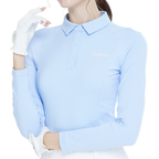 同色拼接長袖上衣(粉藍)