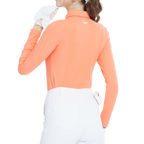 Tonal color-blocked long-sleeved top (orange)