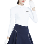 White long-sleeved top with color blocking