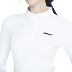 White long-sleeved top with color blocking
