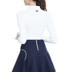 White long-sleeved top with color blocking