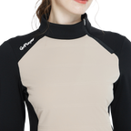 Khaki turtleneck sweatshirt with diagonal zipper