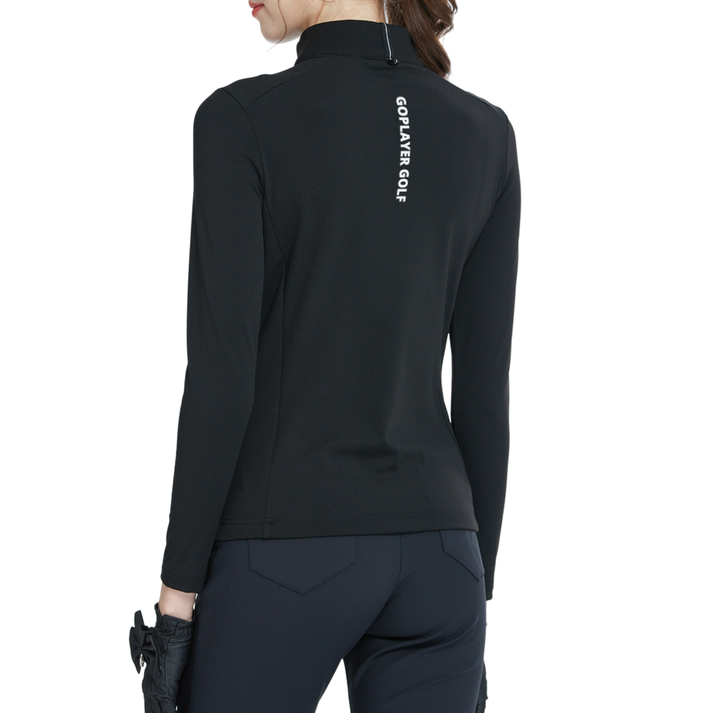 Khaki turtleneck sweatshirt with diagonal zipper