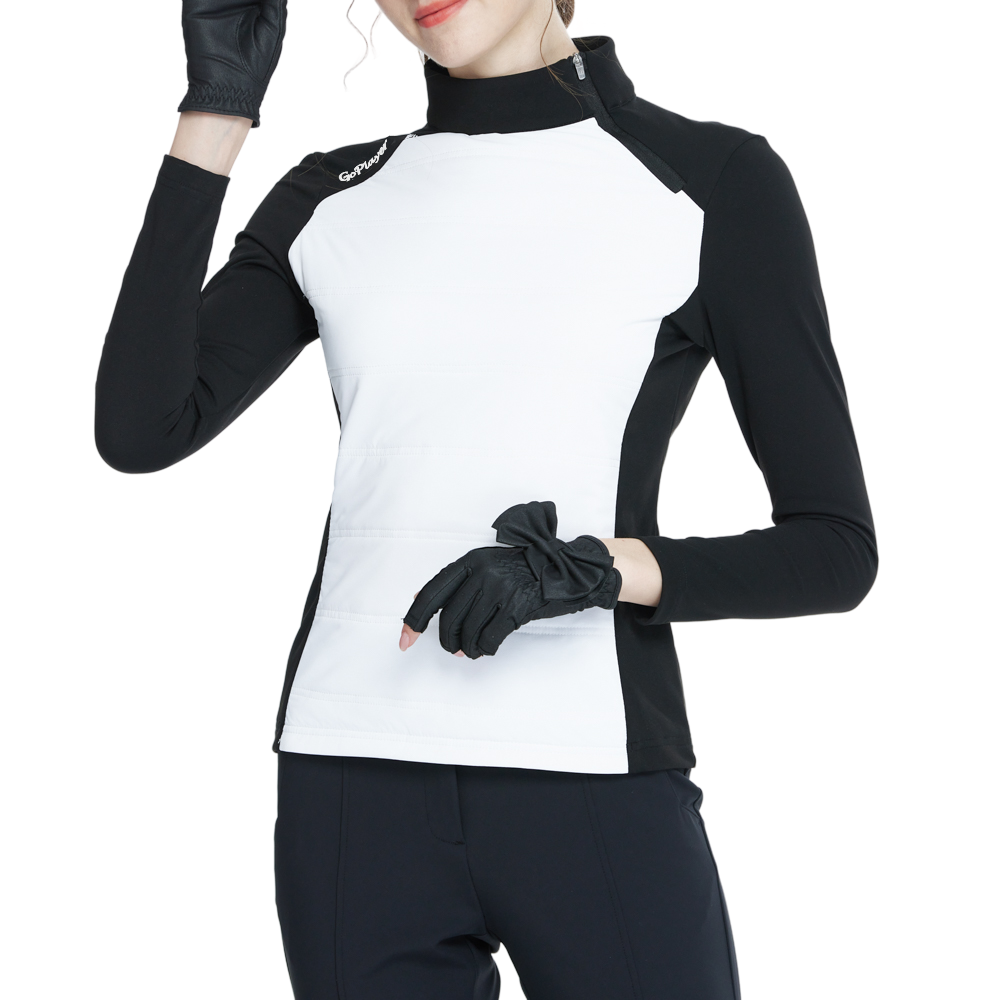 斜拉鍊高領防寒衛衣(白)