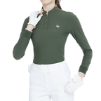 Stand-up collar long-sleeved top (military green)
