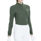 Stand-up collar long-sleeved top (military green)