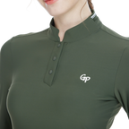 Stand-up collar long-sleeved top (military green)