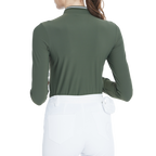 Stand-up collar long-sleeved top (military green)