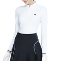White long-sleeved top with stand-up collar