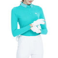 Knitted jacquard collar long-sleeved top (cyan/blue)