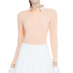 針織緹花領長袖上衣(橘)