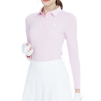 Knitted jacquard collar long-sleeved top (pink)
