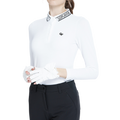 White long-sleeved knitted jacquard collar top