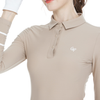 翻領磨毛長袖上衣(卡其)