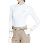 翻領磨毛長袖上衣(白)