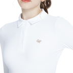 翻領磨毛長袖上衣(白)