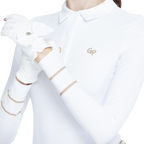 翻領磨毛長袖上衣(白)