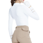 翻領磨毛長袖上衣(白)