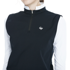 Stand-up collar, fitted waist, long-sleeved vest (black)