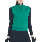 Stand-up collar, fitted waist, long-sleeved vest (green)