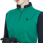 Stand-up collar, fitted waist, long-sleeved vest (green)