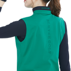 Stand-up collar, fitted waist, long-sleeved vest (green)