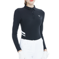 Collared, fitted waist, long-sleeved top (black)